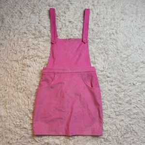 Sugar Thrillz Bee Kind Pink Corduroy Pinafore Dress Overalls | Dolls Kill